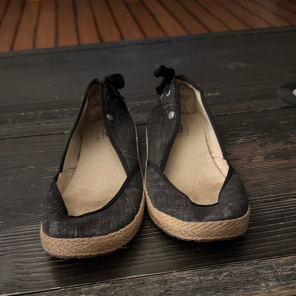 UGG Black Canvas Flats with Tan Sole